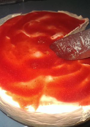 A picture of Ali's Strawberry Cheesecake.