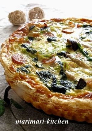 A picture of Spring Quiche with Spring Cabbage & Fresh Onions.