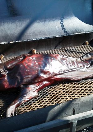 A picture of pig roast.