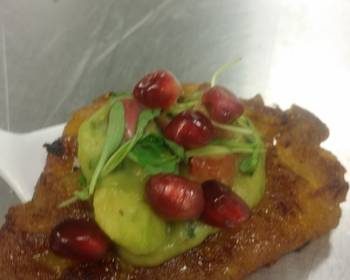 Unique Cuisine Tapas  Plantain with a pomegranate guacamole Delicious Simple
