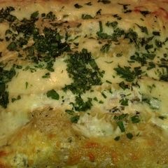 A picture of Spinach & artichoke chicken lasagna.
