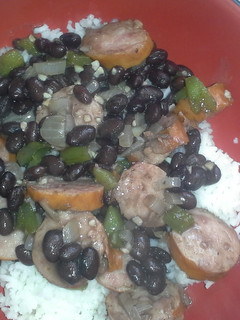 A picture of Sausage and rice.