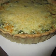 A picture of Spinach and mushroom quiche.