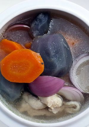 A picture of Black Potato In Chicken Soup.