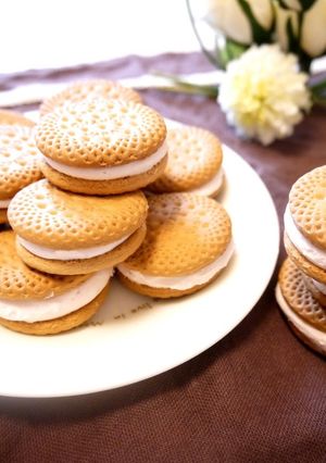 A picture of My Mother's Ice Cream Biscuit Sandwich.