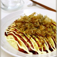 A picture of Easy and Microwaved Flour-free Okonomiyaki with Tofu.