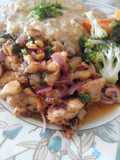 Lemon Chicken with Mashed-Gravy Potato and Boiled Veggies