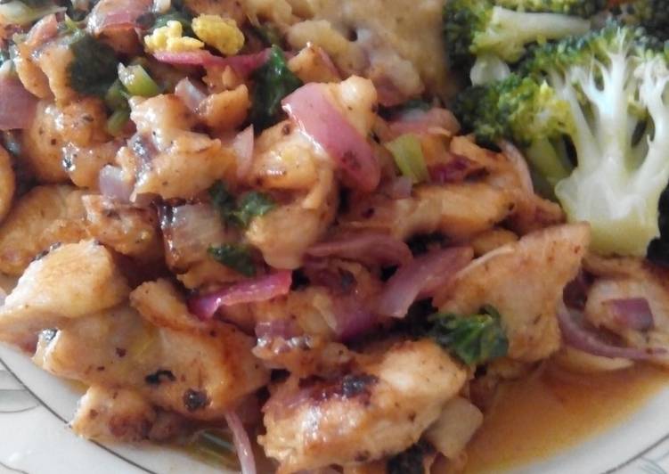 Recipe of Perfect Lemon Chicken with Mashed-Gravy Potato and Boiled Veggies