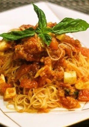 A picture of Chilled Capellini with Tomato & Mentaiko Sauce.
