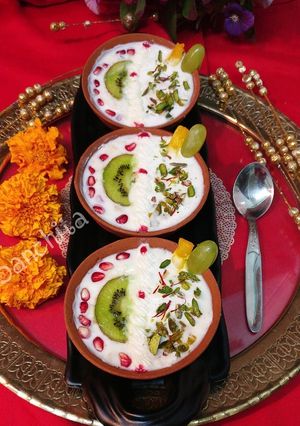 A picture of Indrani Cup /Kesariya Fruit Rabri.