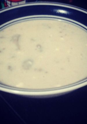 A picture of Beefy Cream of Mushroom Soup.