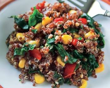 Best Recipe Red Quinoa Pilaf with Kale and Corn Very Delicious