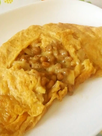 Easy Steps to Prepare Gooey Cheesy Natto Omelet the Delicious Makes you drool