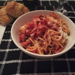 A picture of Culatello and Dried Tomatoes Bucatini.