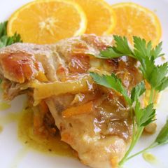 A picture of Chicken with Orange Sauce.