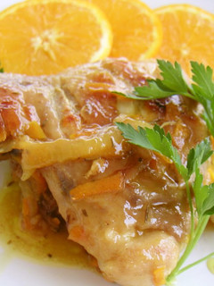 A picture of Chicken with Orange Sauce.