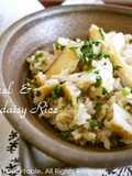 Mixed Rice with Salted Mackerel and Chrysanthemum Greens