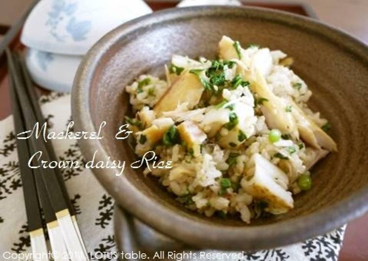 Simple Way to Prepare Ultimate Mixed Rice with Salted Mackerel and Chrysanthemum Greens