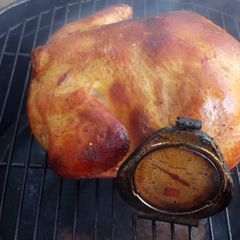 A picture of Smoked Szechuan Sweet & Sour BBQ Chicken w/Rosemary & Garlic Roast.