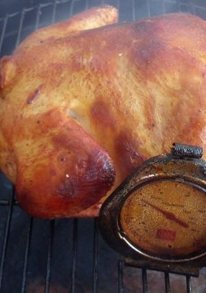 A picture of Smoked Szechuan Sweet & Sour BBQ Chicken w/Rosemary & Garlic Roast.