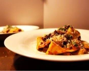 Unique Cuisine Simple Homemade Pasta Pappardelle with Ragu Sauce Restaurant Style