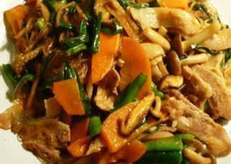 Steps to Make Award-winning Quick-braised Spicy Hot Pork, Mushrooms and Harusame Bean Noodles