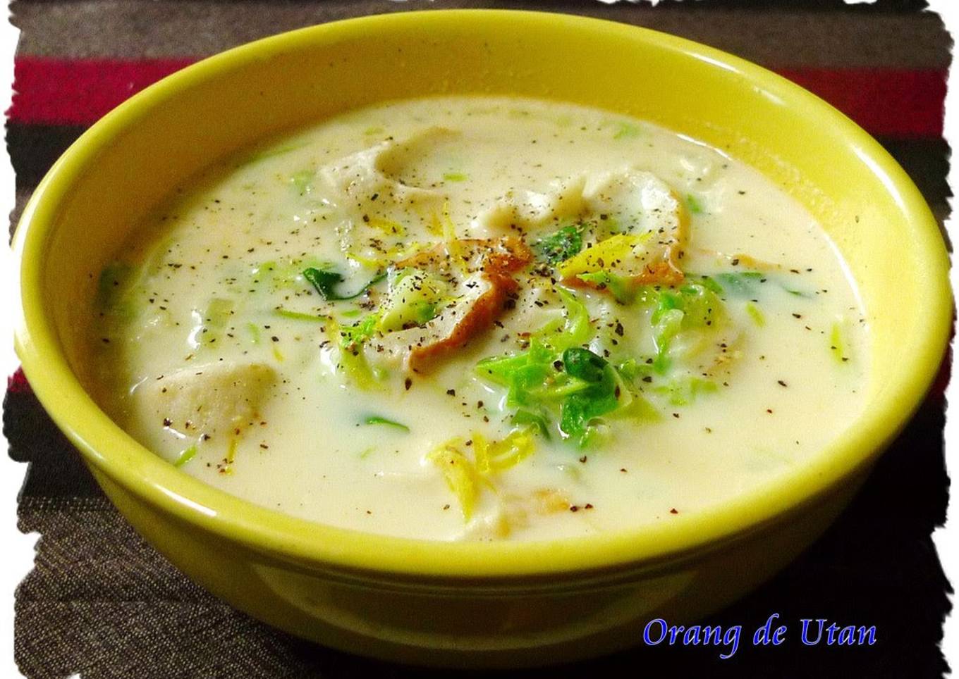 Miso Milk Flavored Chinese Cabbage Soup with Mochi