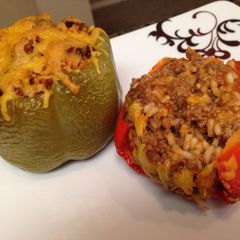 A picture of Ground Beef (or Turkey) Stuffed Bell Peppers.
