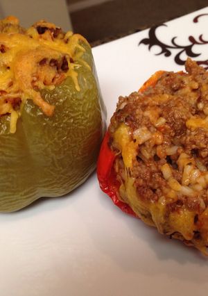 A picture of Ground Beef (or Turkey) Stuffed Bell Peppers.