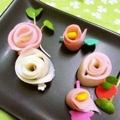 A picture of Kamaboko Flowers Using a Vegetable Peeler.