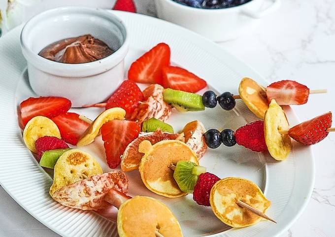 Pancake fruit skewers