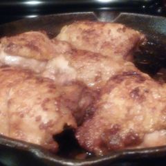 A picture of Soy-Brown Sugar Glazed Chicken Thighs.