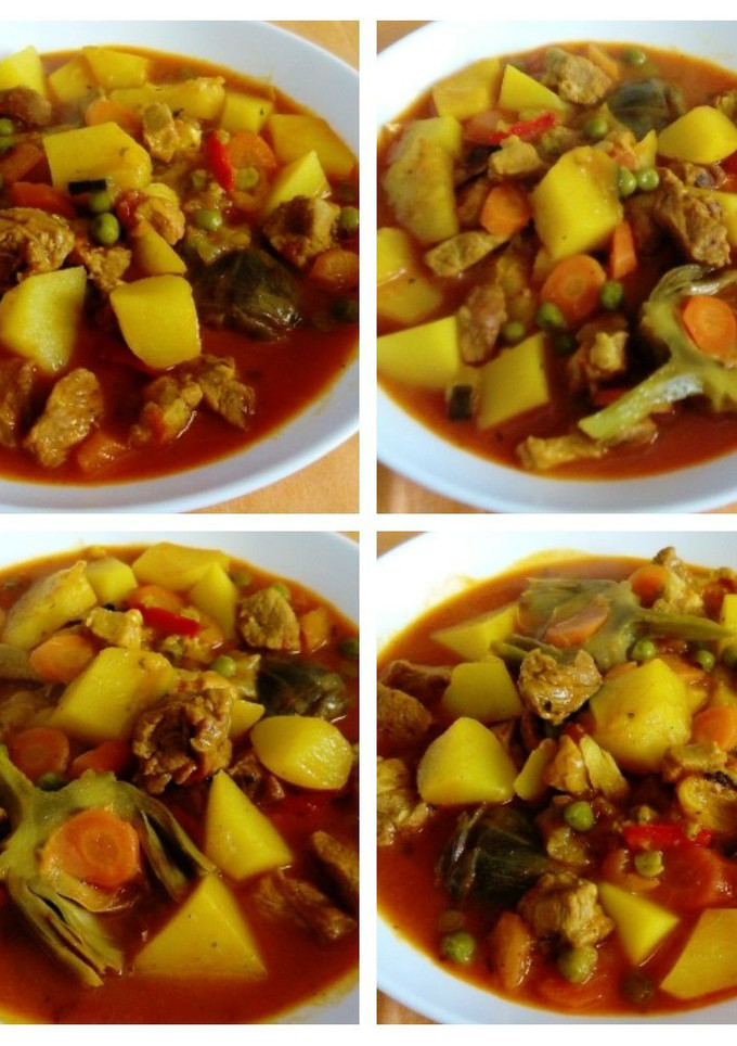 Una foto de "Guisaillo" o estofado de patatas con carne
