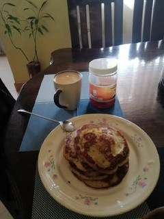 A picture of #breakfast challenge Banana pancakes.