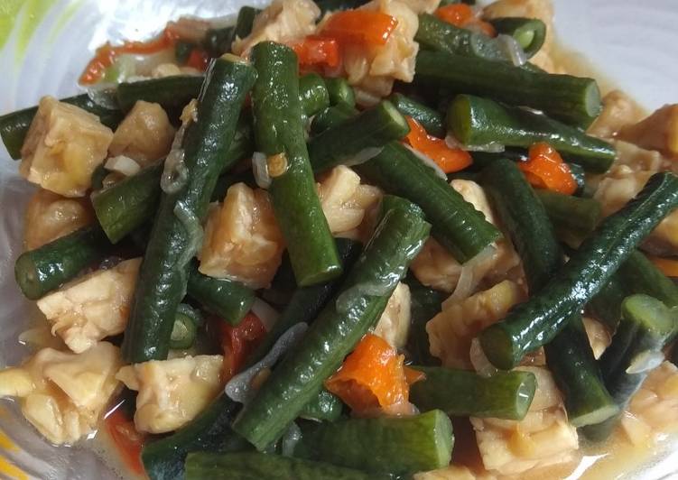 Tumis kacang panjang mix tempe