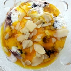 A picture of Ice Cream With Passion Fruit Coulis Dessert.