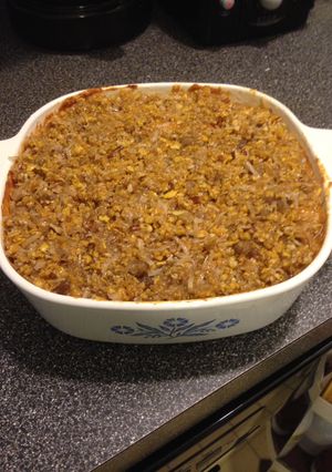 A picture of Grandma Pearl's Sweet Potato Casserole.