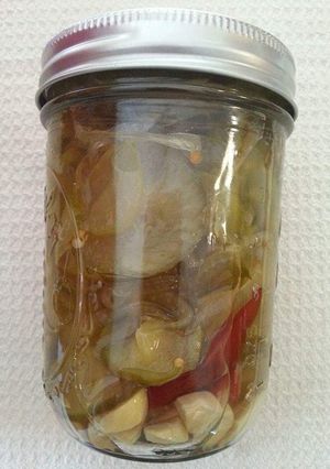 A picture of My Grandma's Bread and Butter Pickles.