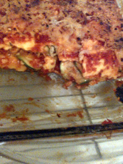 A picture of weeknight lasagna.