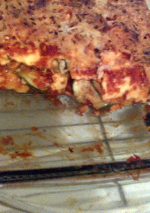 A picture of weeknight lasagna.
