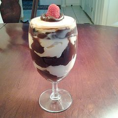 White and Dark Chocolate Pudding Parfaits A picture of White and Dark Chocolate Pudding Parfaits.