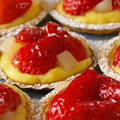A picture of [Easy] Mini Strawberry Tarts with Soy Milk Custard.