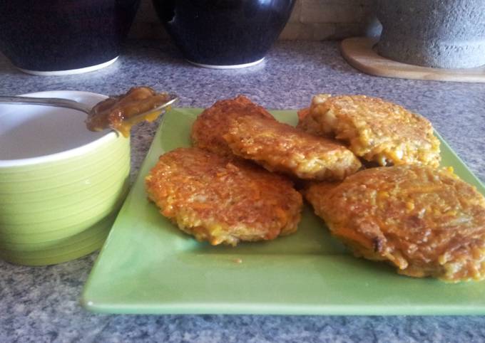 Carrot and onion fritters