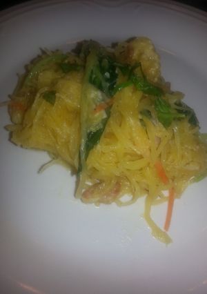 A picture of Spaghetti Squash Carbonara.