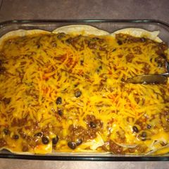 A picture of Mexican Lasagna.