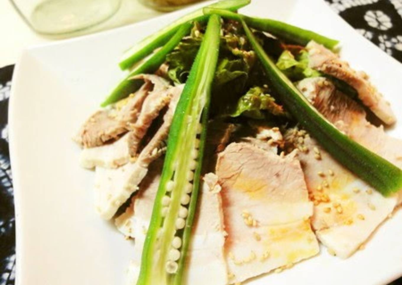 * Boiled Pork and Okra Chilled Salad *