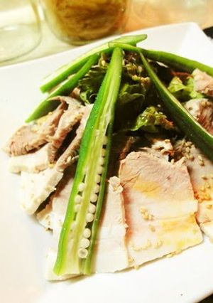A picture of * Boiled Pork and Okra Chilled Salad *.