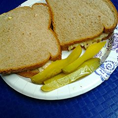 A picture of Spicy tuna salad sandwiches.