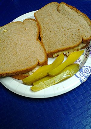 A picture of Spicy tuna salad sandwiches.