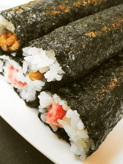 A picture of Negitoro Sushi Rolls and Natto Sushi Rolls for Setsubun.